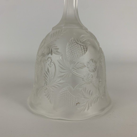 Vintage Fenton Strawberry Pressed Pattern Satin Glass Bell 6" - Picture 6 of 12